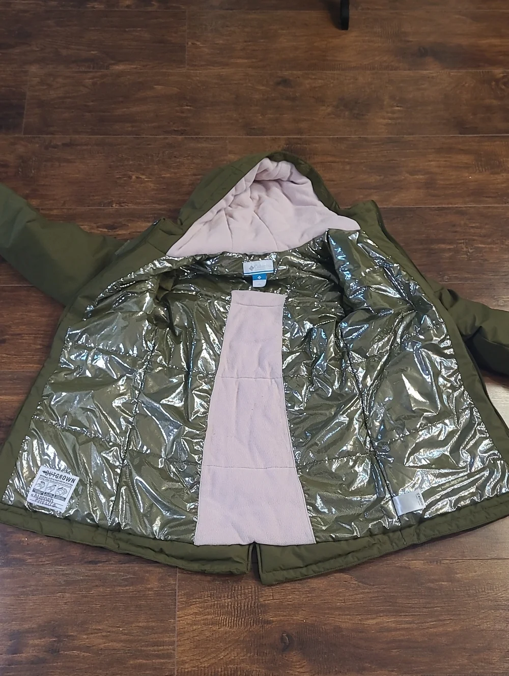 Columbia Kids' Omni Heat Olive Green Hooded Winter Parka Size L 14/16